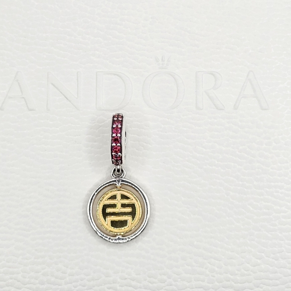 Authentic Pandora Shine Two Tone Dangle Charm - Picture 2 of 8